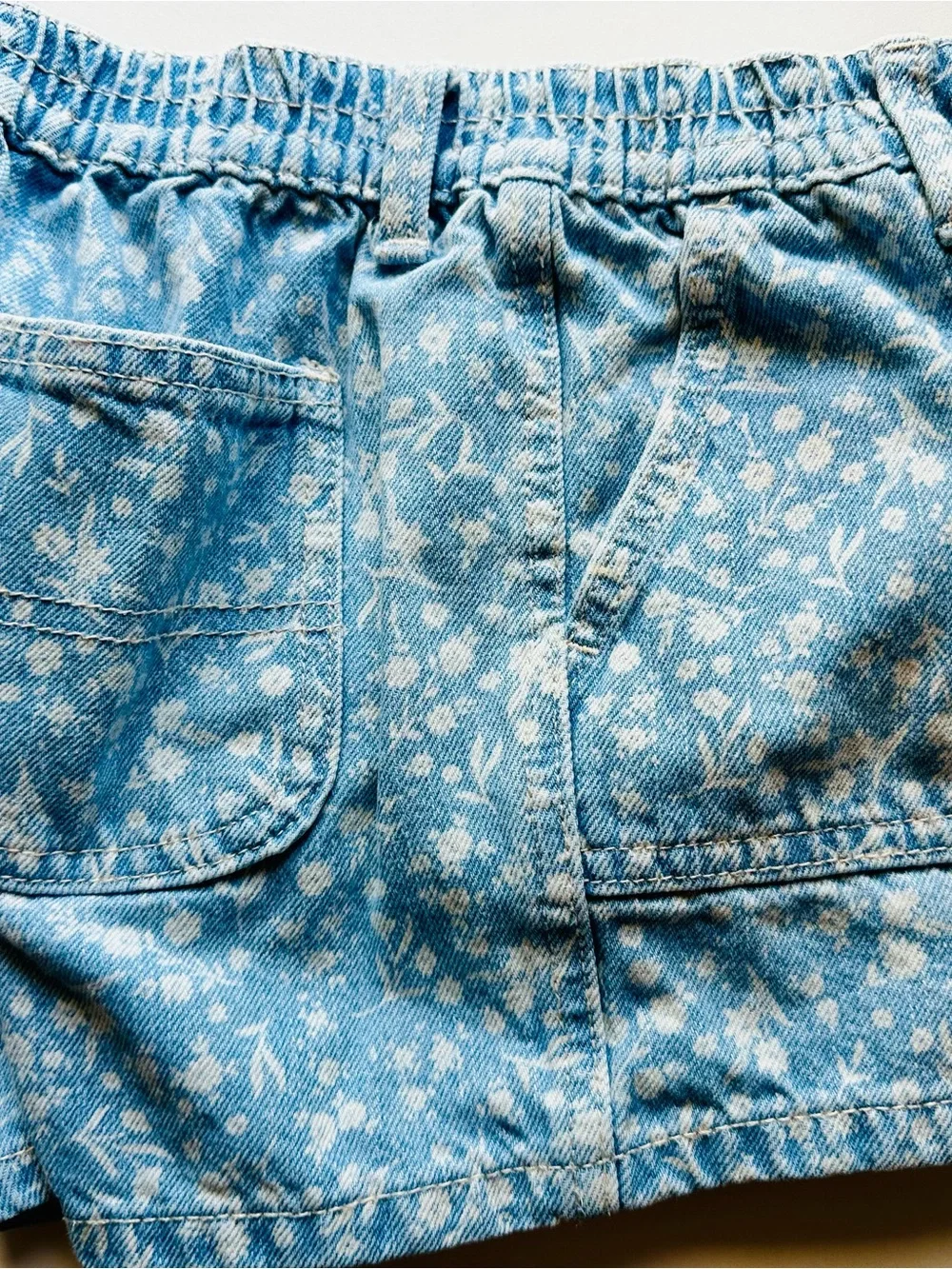 Old Navy Light Blue Floral Denim Girls Shorts